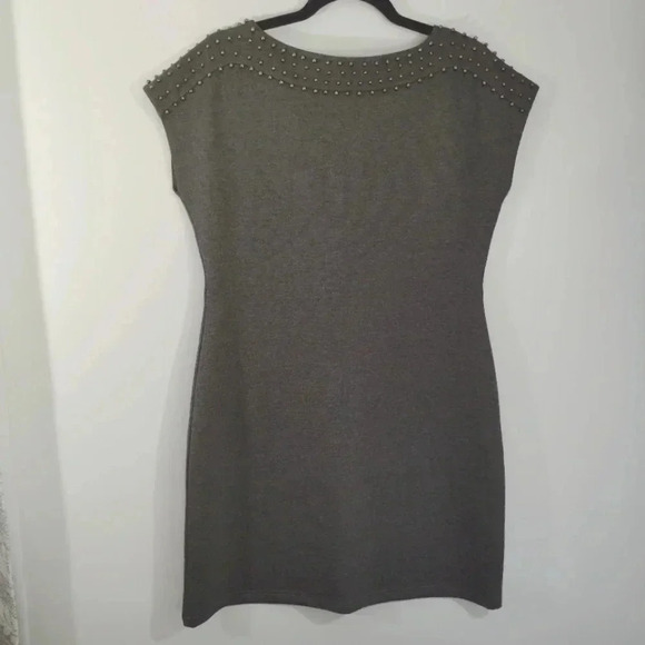 CLEARANCE Spense Minidress Beaded Collar Dress Charcoal Grey 8P - Picture 7 of 11